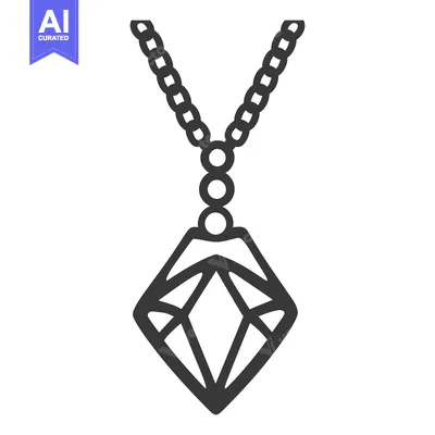 Detailed graphic illustration depicting a diamond pendant necklace des