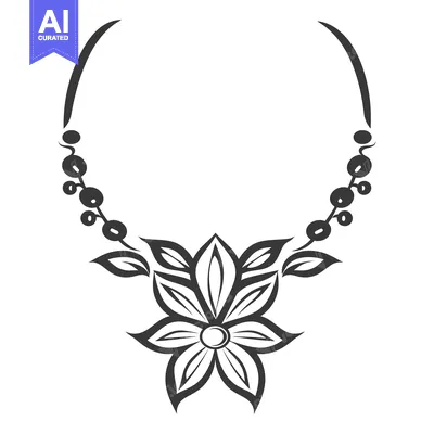 Aset premium populer: A decorative image of floral necklace design on white background