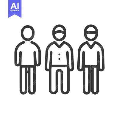 Aset desain premium: Simple line art illustration of three standing human figures