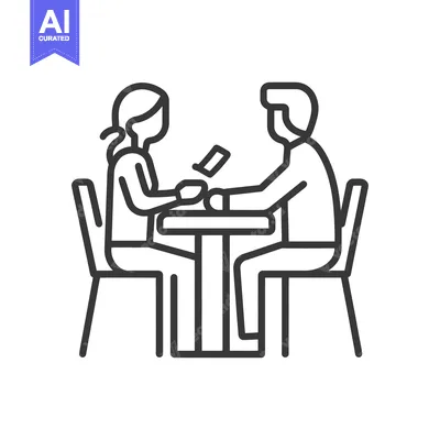 Popular premium asset: Two figures are seated at a table facing each other