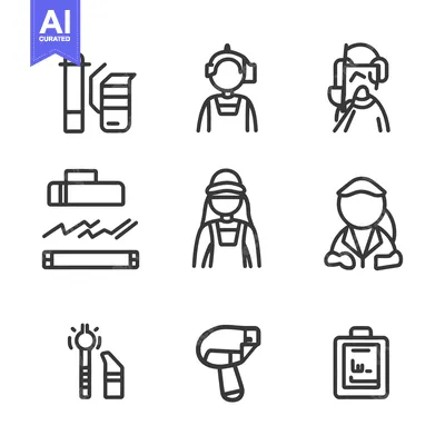 Icons Representing Various Professions And Associated Tools And Equipm