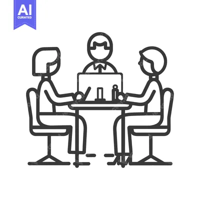 Premium design asset: Three people are sitting around a table having a discussion