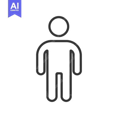 Aset premium populer: A simple black and white outline illustration of a human figure