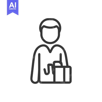Aset desain premium: A simple illustration of a person holding a briefcase