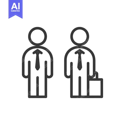 Premium design asset: Two simple business men standing next to each other in a line