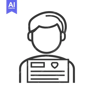 Aset premium populer: A stylized linear graphic showing a person with identifying document