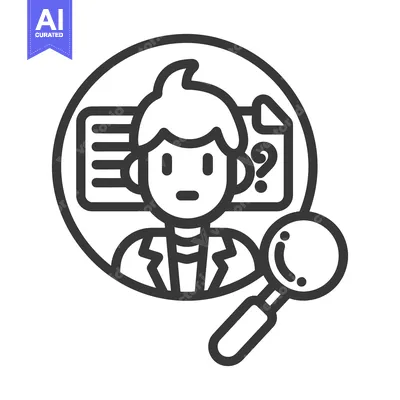 Aset desain premium: An illustration depicts person observing documents with magnification