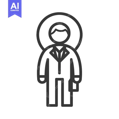 Premium design asset: A simplified icon depicting a person with a halo and attire
