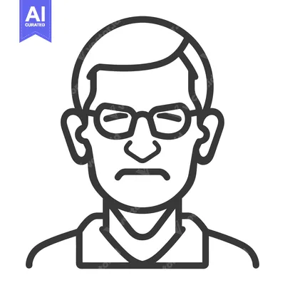 Popular premium asset: A simple line art drawing of a person with glasses
