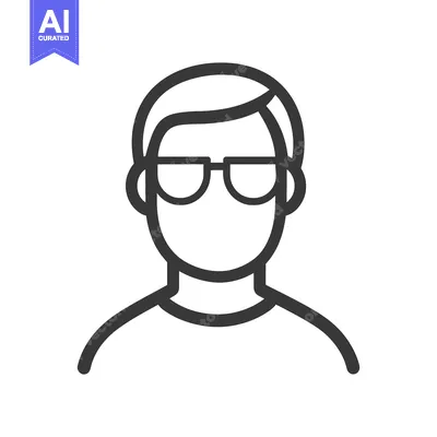Premium design asset: A simplistic illustration showing a person with glasses in profile