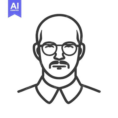 Aset premium populer: A minimalist line drawing of a man with glasses and mustache