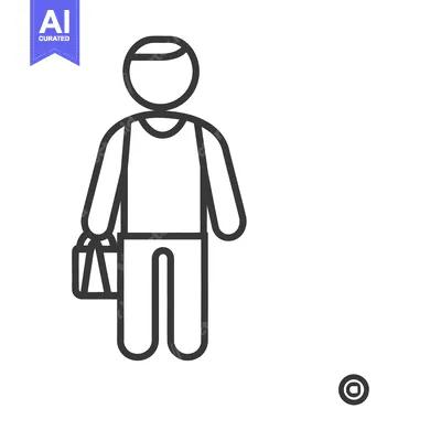 Popular premium asset: A simple line drawing of a person holding a bag
