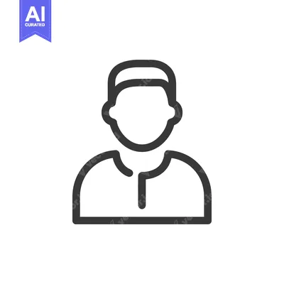 Aset desain premium: Minimalist Icon of a Man Wearing a Taqiyah Hat