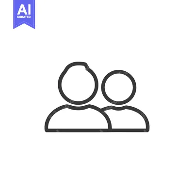 Premium design asset: Minimalist Icon of Two People, Teamwork, Collaboration, Outline Style