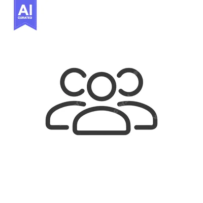 Aset desain premium: Minimalist Teamwork Icon: Three Figures in Simple Line Art