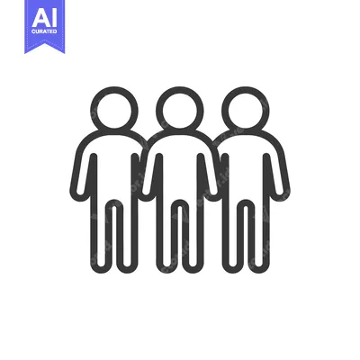 Aset desain premium: A graphic depicting three simple stick figure human individuals