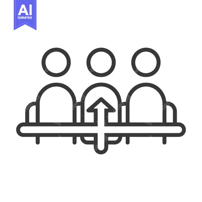 Three people sitting with an arrow indicating upward movement