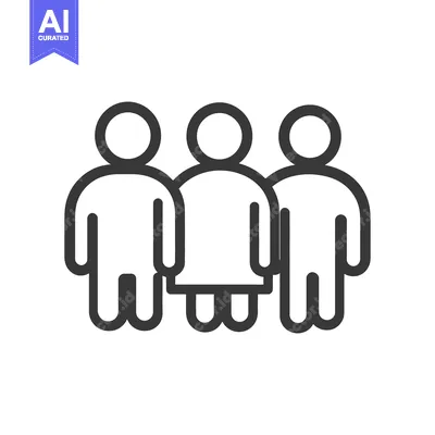 Aset premium populer: Three stylized human figures are standing side by side closely togethe