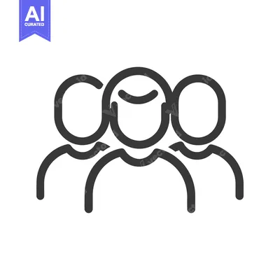 Aset desain premium: Simple black and white icon depicting a group of people