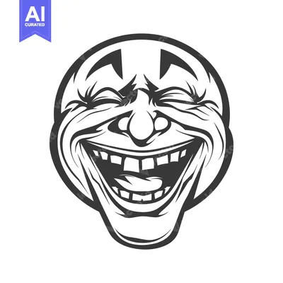 Aset desain premium: A stylized cartoon image of a clowns laughing face
