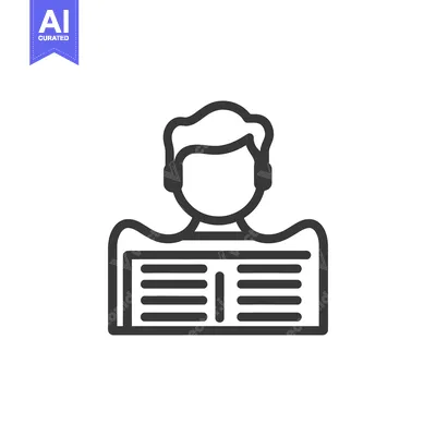 Aset desain premium: Simple line drawing of a person reading a book