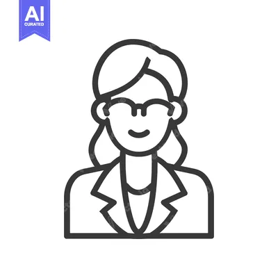 Aset premium populer: The outlined image shows a woman wearing glasses and blazer