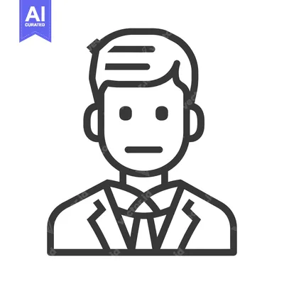 Premium design asset: A simple monochrome illustration of a person wearing a suit