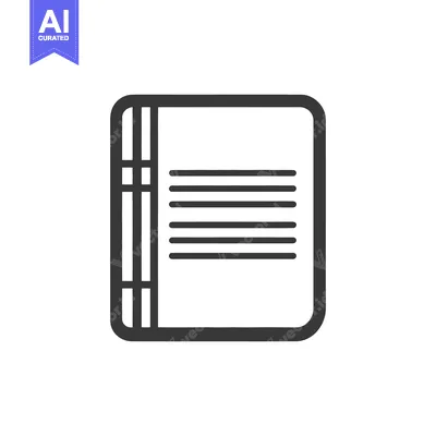 Aset desain premium: A simple black and white icon of a bound notebook document