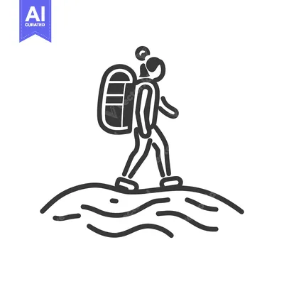 Aset premium populer: A person with a backpack is walking along a trail