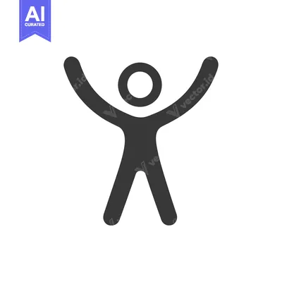 Premium design asset: A simplified illustration of a person with arms raised up