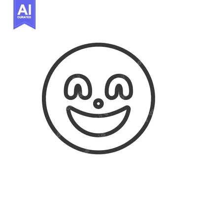 Simple illustration depicting a smiling face with expressive open eyes