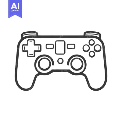 Aset premium populer: A simple black and white illustration of a game controller