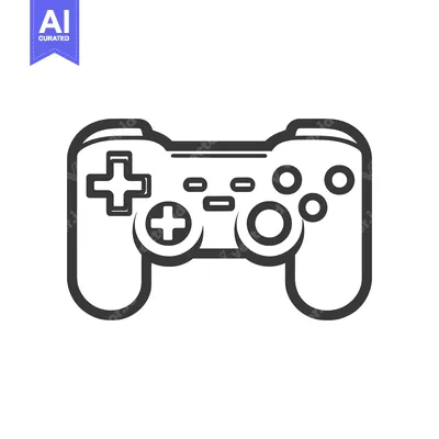 Aset desain premium: A stylized drawing of a gaming controller in monochrome