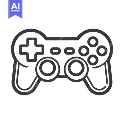 Aset desain premium: A simple outlined illustration of a video game controller