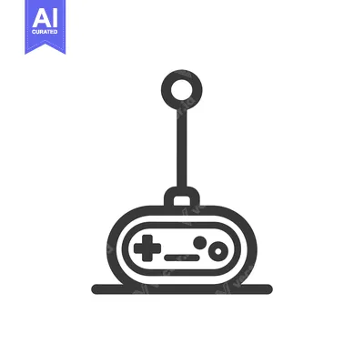 Aset desain premium: Minimalist Joystick Icon: Retro Gaming Controller Symbol in Black and