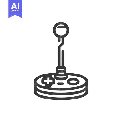 Aset desain premium: Retro Joystick Icon: Minimalist Black and White Gaming Controller Desi