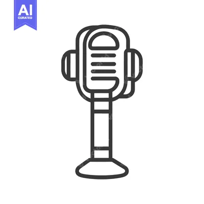 Aset premium populer: A vintage style microphone on a tall stationary stand