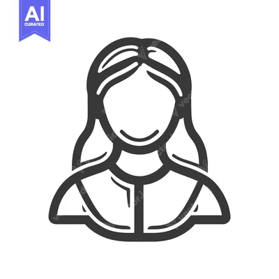 Aset premium populer: An illustrated outline depiction of a woman smiling gracefully