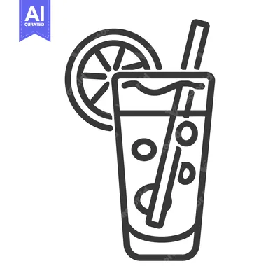 Aset premium populer: A refreshing drink with a slice of citrus and a straw