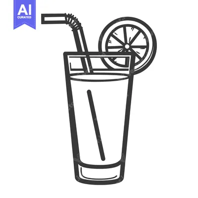 Aset premium populer: A refreshing beverage with a straw and a citrus fruit slice