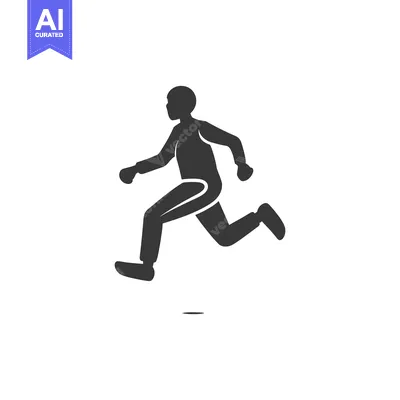 Premium design asset: The simple grayscale silhouette of a person during a run