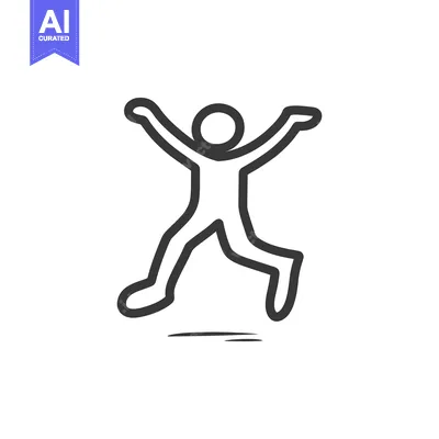 Aset premium populer: Simple outline drawing of a person in a jumping joyful pose