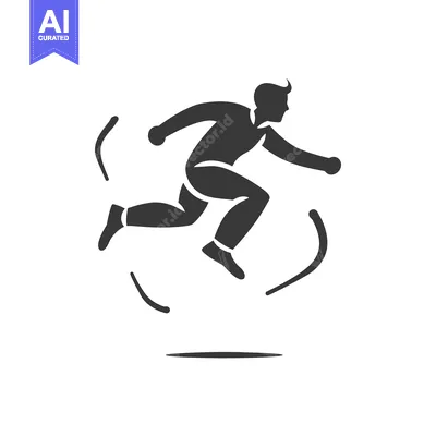Aset premium populer: A simplified silhouette represents a person in mid stride during runni