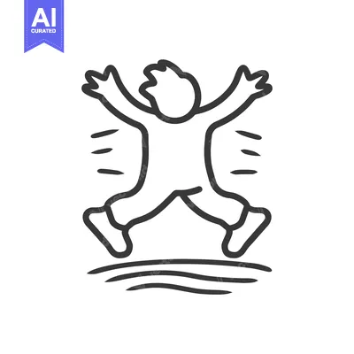 Popular premium asset: A simplistic line art illustration of a joyful person jumping