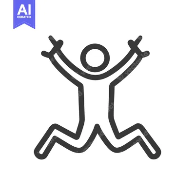 Popular premium asset: A stylized outline of a person jumping with arms raised upward
