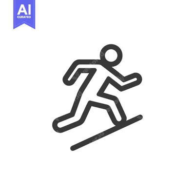 Premium design asset: Minimalist Runner Icon: Dynamic Motion on Inclined Plane, Bold Line Ar