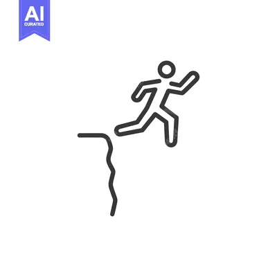 Premium design asset: Minimalist Cliff Jump: Line Art Depicting Risk and Adventure
