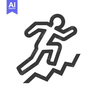Aset premium populer: Ascending Steps: Minimalist Icon of a Person Climbing a Graph