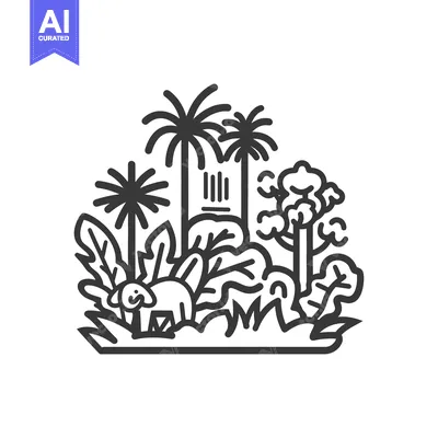 Popular premium asset: An illustration showcasing tropical plants with a friendly small anima