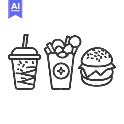 Popular premium asset: Vector illustration of fast food items including a burger and fries